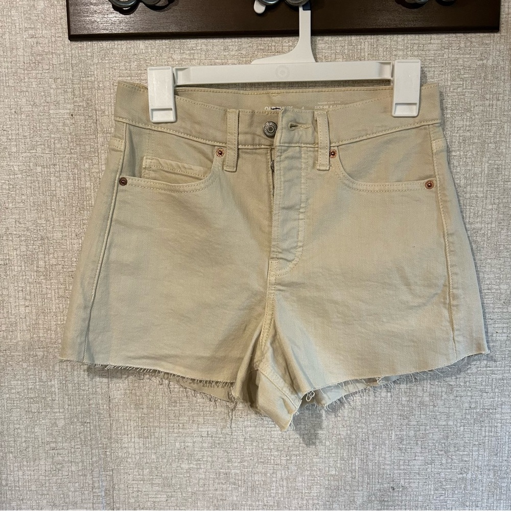 NWOT Size 4 Old Navy Ski Hi A Line Tan High Rise‎ Button Fly Denim Jean Shorts